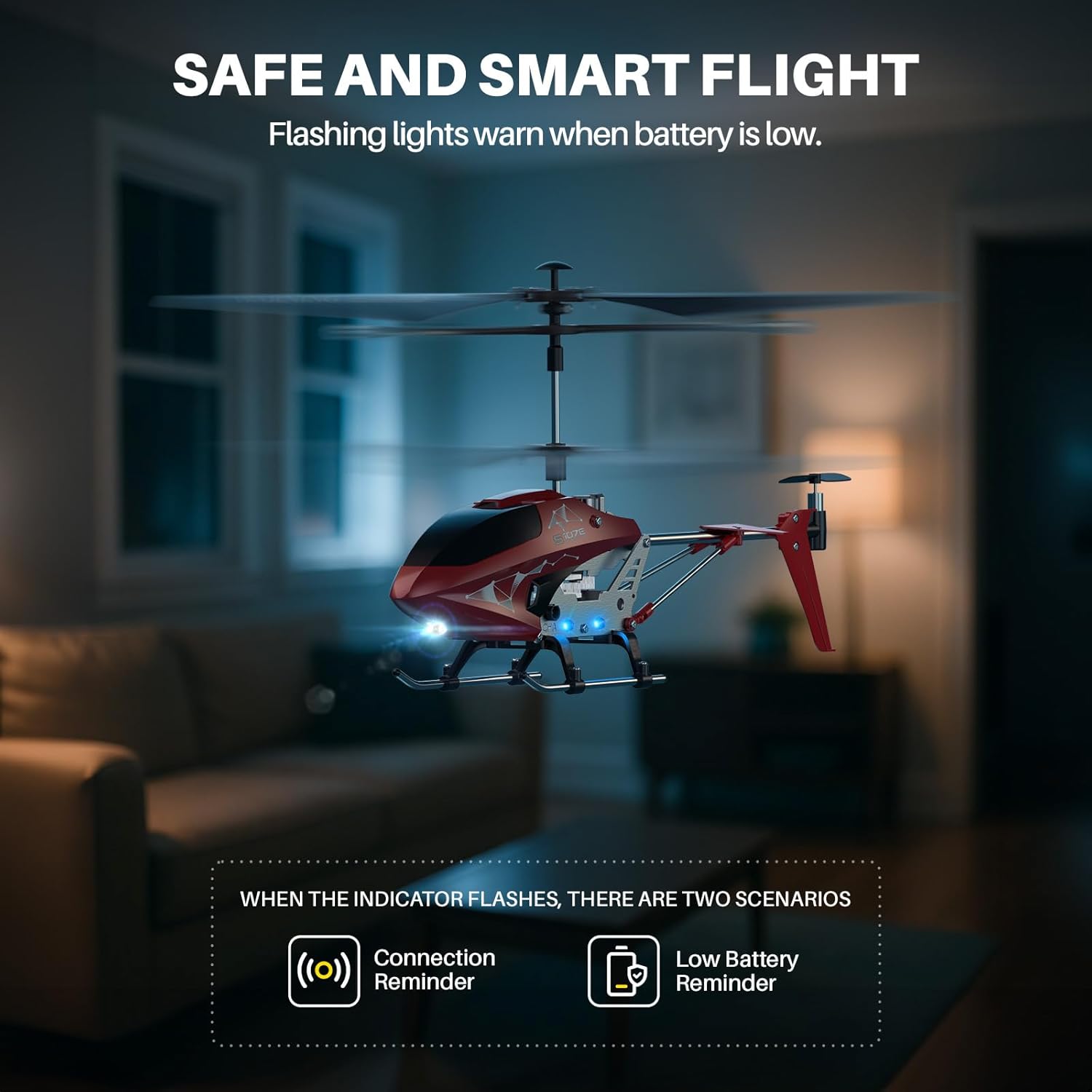 Color red SYMA S107H-E RC Helicopter for Kids 8-12 and Beginners, Remote Control Helicopter with Altitude Hold, 2 Speed Modes, Whole Alloy Toy for Boys Girls Indoor Gift